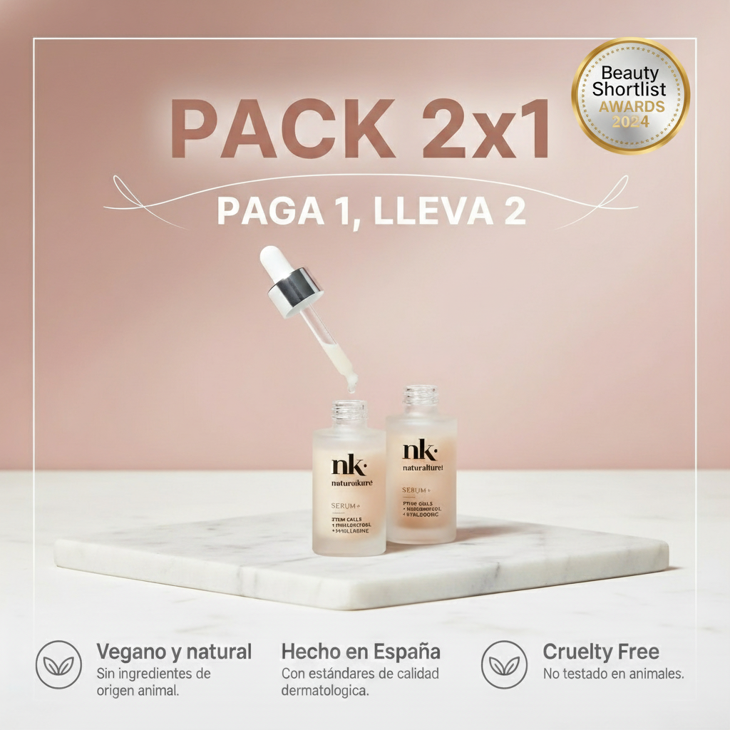 Imagen promocional del Sérum AntiEdad NK® con etiqueta mejorada de Beauty Shortlist AWARDS 2024
