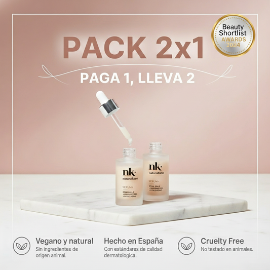 Imagen promocional del Sérum AntiEdad NK® con etiqueta mejorada de Beauty Shortlist AWARDS 2024